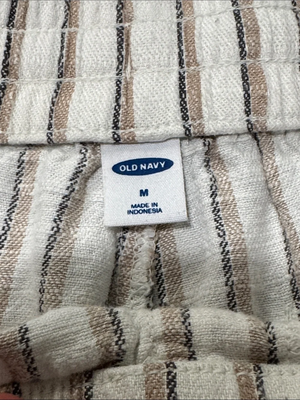 Old Navy Striped Drawstring Athletic‎ Shorts - Cream & Brown linen